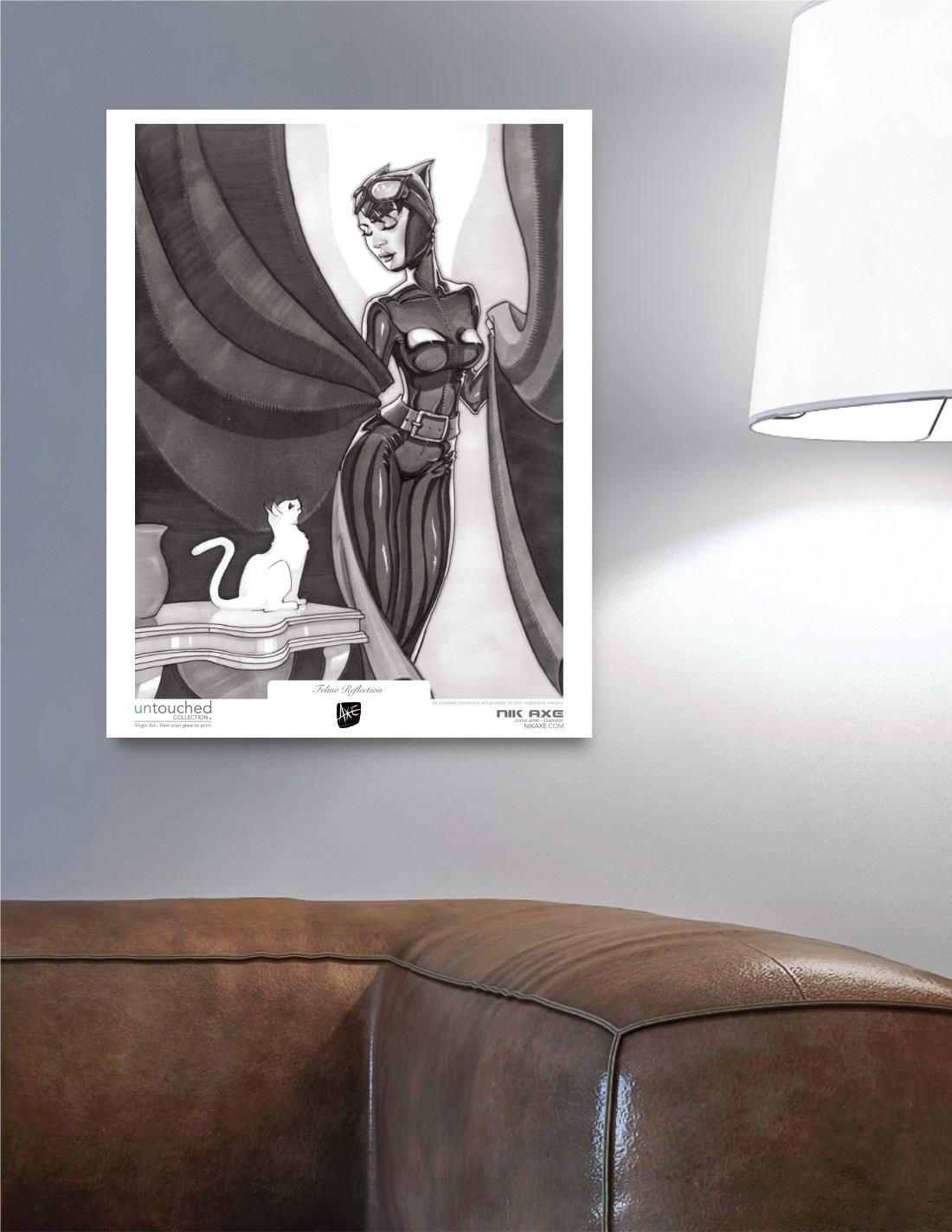 Catwoman Art Print Batman DC Comics Feline Reflection Hanging in Livingroom