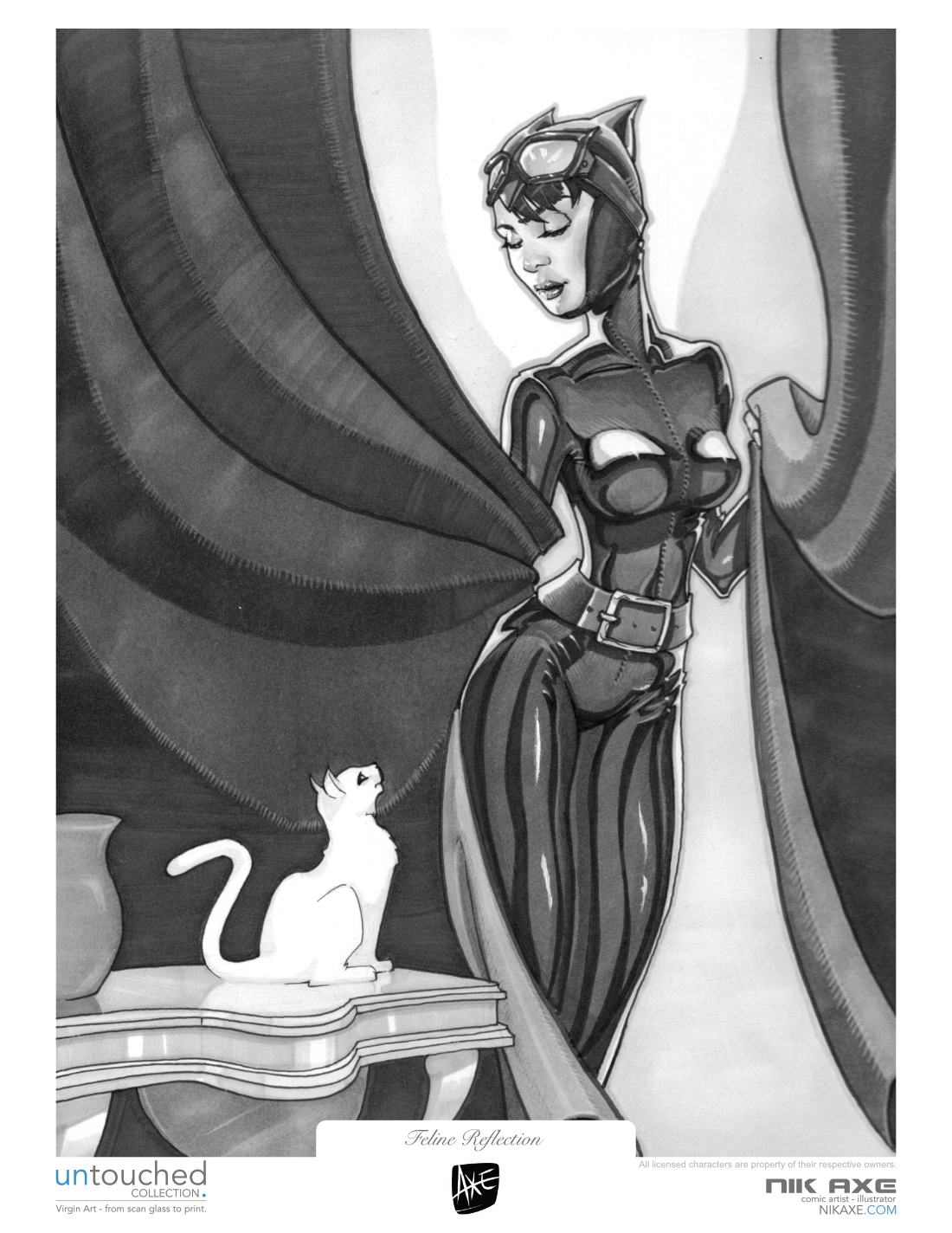 Catwoman Art Print Batman DC Comics Feline Reflection
